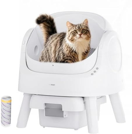PetPivot Selbstreinigende Katzentoilette mit Offenem Design, Automatische und Manuelle Modi, Sofortige Reinigung und Einfaches Schaufeln, Ideal für Große Katzen, Geeignet für Mehrkatzenhaushalte