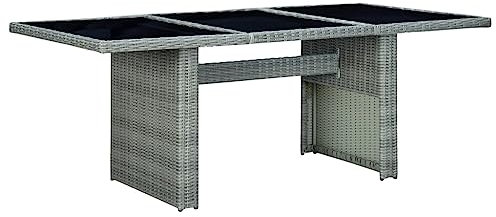 Jiangboyue-313311 Table de jardin en polyrotin et verre trempé Gris clair