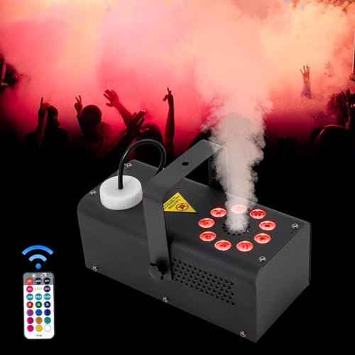 Machine à Fumée 500W Machine à Brouillard Avec Télécommande Et 9 Lumière LED Portable Fog Machine Machine A Fumer,Pour Halloween, Noël, Famille, Fête, Mariage