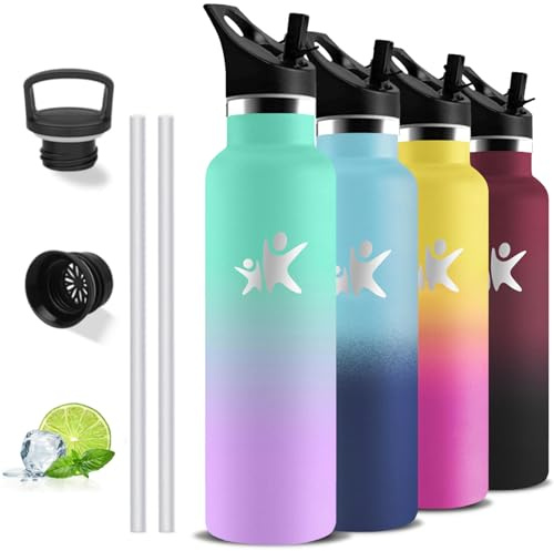 Botella Agua Acero Inoxidable, Botella Termica 1 litro, sin BPA, Cantimplora con Pajita, A Prueba de Fugas, Cantimplora Acero Inoxidable con Filtro, Doble Vacío, Termo de Agua para la Yoga, Senderismo