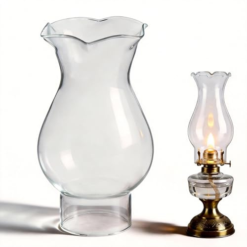 Healifty Glass Lampshade Replacement 3.54In Diameter Oil Lamp Chimney for Kerosene and Hurricane Lamps Vintage Style Windproof Lamp Globe