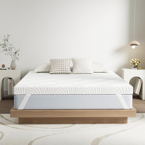 Matoresu 10CM Mattress Topper Double Bed with Removable Washable Zipped Cover, Double Mattress Topper High-Density Foam for Pressure Relief, Firm (135x190x10cm)