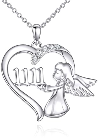 YONFQE 1111 Angel Number Necklace for Women 925 Sterling Silver Angel Pendant Necklace 11 11 Angel Number Jewellery Gifts