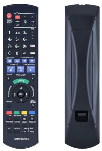 CLVIZCXOM N2QAYB001058 Remote Control Fit for Panasonic DVD Recorder Player | Compatible With HDD DVD Recorder DMR-HWT150EB DMR-HWT250EB DMR-PWT550EB DMR-PWT655EB DMR-BWT850EB