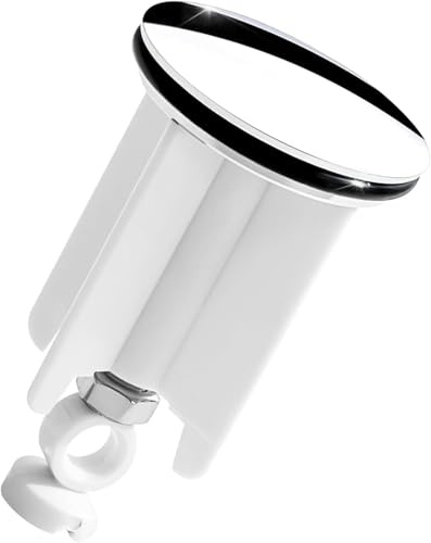 40mm Pop Up Sink Plug Replacement, Adjustable Height Rust-Proof and Durable Plastic Brass Construction, Universal Bathroom Sink Plugs, Waterproof Rubber Sealing, Plugs for All Standard Sinks - White