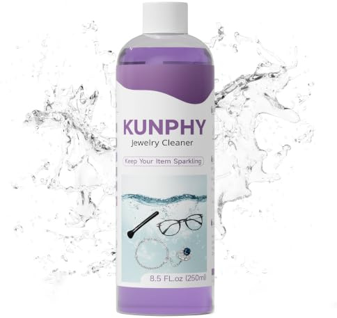 Upgraded KUNPHY Jewellery Cleaner, Professional Ultrasonic Cleaner Fluid | Gentle Formula, Enhanced Cleaning Effect, Highly Concentrated, Ultrasonic Jewellery Cleaner for Silver, Glasses, 250ML(8.5oz)