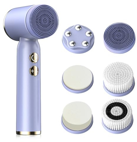 Spazzola viso elettrica 6 in 1 Spazzola elettrica per la pulizia del viso con 6 testine ricaricabili IPX6 impermeabile Dispositivo di pulizia del viso con 3 modalità per uomini e donne tutti i tipi di