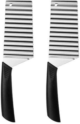 Alipis 2 pièces Couteau Ondulé Inox pour Pommes de Terre et Légumes Coupe-frites Outil de Cuisine Résistant et Ergonomique Tranchant Uniforme pour Fruits et Légumes