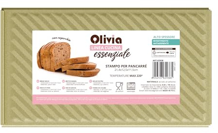 Stampo per pancarrè con coperchio antiaderente – teglia Pullman 21,4 x 12,5 x 11,5 cm in acciaio al carbonio, pane in cassetta e sandwich loaf, sformatura facile