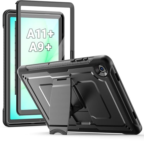 SEYMAC Coque pour Samsung Galaxy Tab A11+ Plus 2025/A9+ Plus 2023 11 Pouces, Protection Intégrale avec Support Intégré et Protecteur D'écran, Coque Antichoc pour Tablette Tab A11+/A9+, Noir