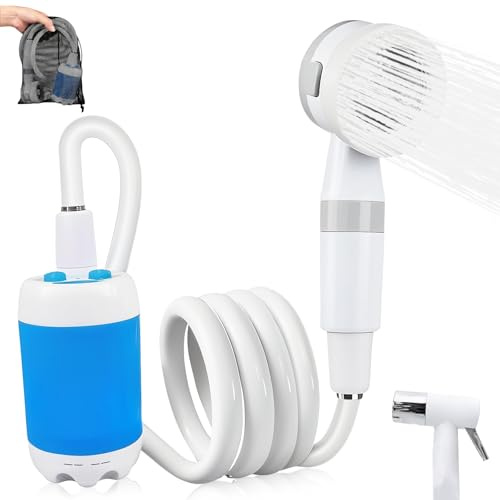 Portable Shower, Portable Camping Shower Pump, USB Rechargeable Outdoor Showers, Waterproof Electric Portable Shower with 2 Spray Modes, 4000mah, For Camping, Hiking, Rv & Pet Cleaning (1 PACK)