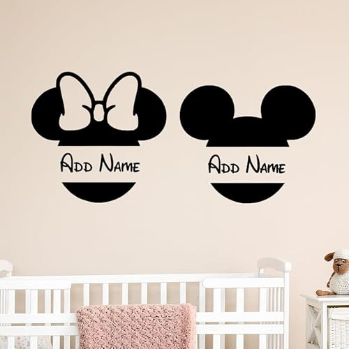 Custom Mickey Face Vinyl Stickers | 33 Colours Mouse Face Stickers | Minnie Face | Perfect Decals for Kids, Nursery, Bedroom Wall,Laptops,Glass | Personalised Vinyl Decal