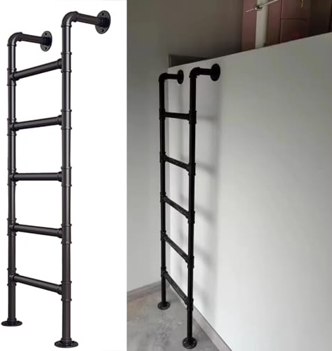 Scala regolabile per cantina e letti alti, capacità 300 libbre, scaletta in ferro battuto, gradini antiscivolo, ideale per ponti camper, appartamenti, 100 cm300 cm.