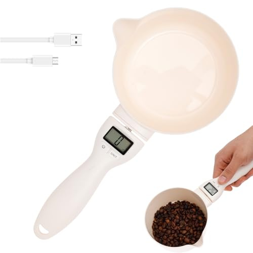Digitale Löffelwaage,Intelligenter elektronischer Messbecher,1g Genauigkeit,Digitale Küchenwaage mit LCD Display,Umrechnungsfunktion,Abnehmbaren Löffelwaage für Hundefutter, Milchpulver,Gewürze