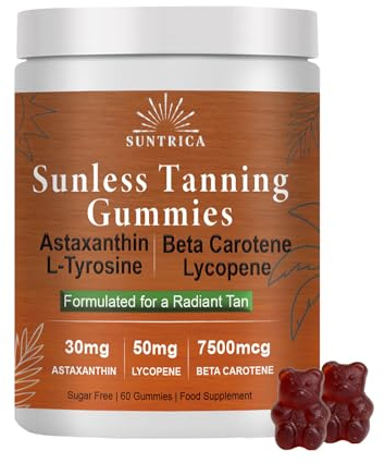 Sunless Tanning Gummies - Bräunungs Gummibärchen mit Beta Carotin, L-Tyrosin und Antioxidantien für Natürliche Bräune von Innen