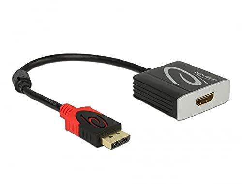DeLock - Adaptador DisplayPort a HDMI hembra (cable de 20 cm), color negro