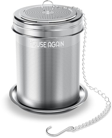 House Again Tea Infuser, Extra Fine Mesh Tea Strainers for Loose Tea, 18/8 Stainless Steel Tea Strainer with Extended Chain Hook, Tea Steeper for Brew Tea, Spices & Seasonings, for Single Cup
