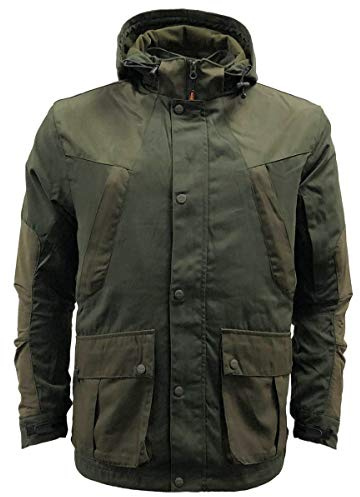 Mens Scope Waterproof Jacket | Multipocket Hooded Mesh Lined Hunters Green (M)