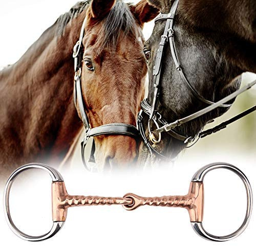 Mors de cheval, polyvalent à anneau en acier inoxydable avec embout et galet pour mors à aiguilles, confort optimal et contrôle précis for chevaux débutants, confirmés et compétiteurs