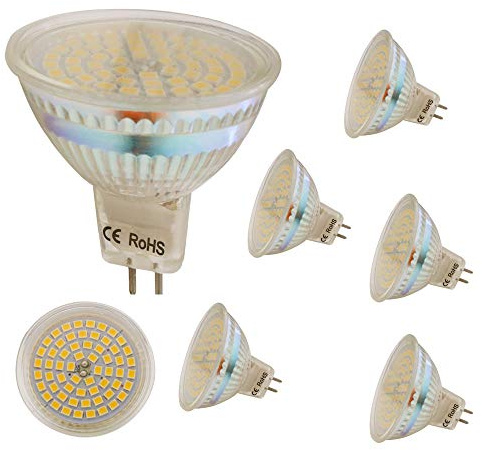 Mengjay 5 Stück MR16 3W LED Lampen Birnen Warm weiß (3200k) ，60 SMD 2835, 320 lumen, AC/DC 12V, Led - Winkel 120 °, CRI:75 ，Kein Stroboskop effekt