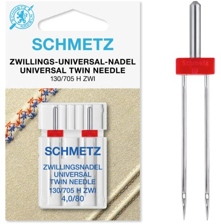 SCHMETZ | 2 Nähmaschinennadeln | Zwillings-Universal | 130/705 H ZWI 4.0 | Nadeldicke 4.0/80 | auf jeder gängigen Haushaltsnähmaschine einsetzbar