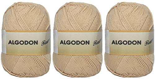 Hilo Ovillo de Algodón Premium 100% Algodón perfecto para DIY y tejer a mano (Color Carne 100 g, aprox. 220 metros Pack de 3 pcs)