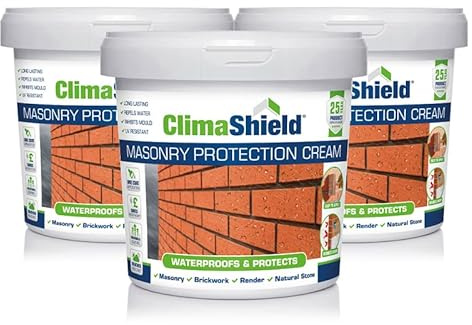 Climashield Masonry Waterproofing Cream - 3 x 5L - Exterior Brick Sealer & Rain Repellent Clear Waterproof Sealant for Concrete, Cement, Mortar, Sandstone, Limestone & Granite. Lasts up to 25 Years