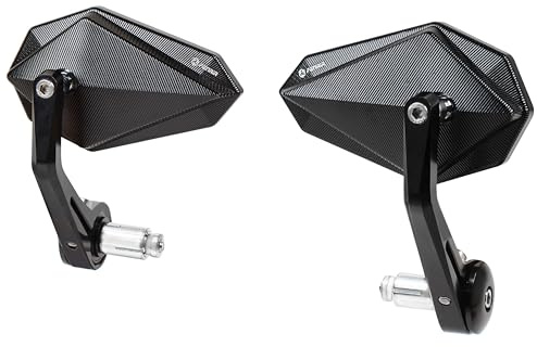 FENRIR CNC Aluminium Legierung Cafe Racer Schwarz Motorrad Bar End Spiegel Seite 22 mm 7/8 Zoll Lenker Spiegel Universal Rückansicht für M8/M6 Standard Super Sport Naked Street Bike Cruiser Scooter