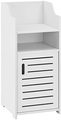 [en.casa] Badezimmerschrank Skara 72x32x32cm Weiß Midischrank WPC Badkommode mit Ablage und Tür Badregal