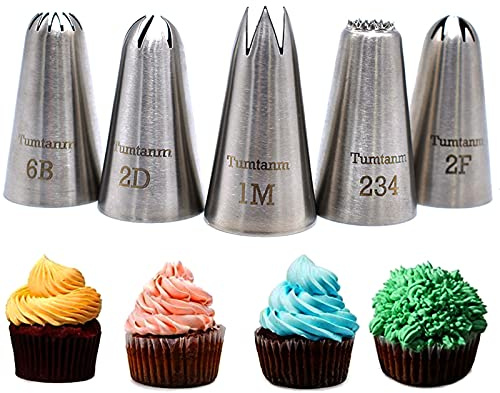 Tumtanm – Lot de 5 douilles en acier inoxydable sans soudure pour le glaçage, outil pour le glaçage des cupcakes
