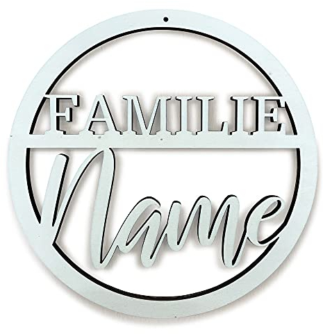 DRYSSON Holz Tür Schild Familie individuell mit Name personalisiert Türschild Wunschname
