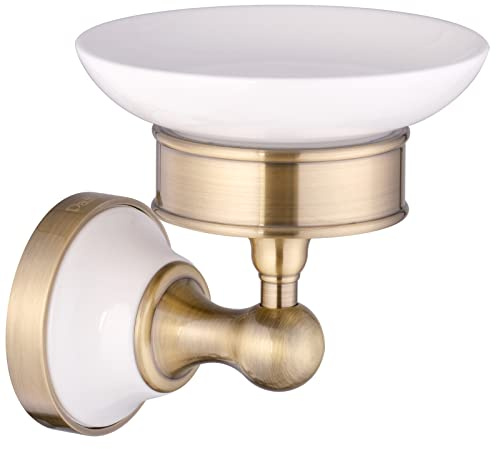 PaulGurkes Bad-Accessoires Bronze Messing Antik Keramik, PGCOSMOS-B-AM:Seifenschale