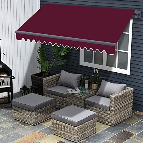 Green Bay Retractable 2.5m x 2m Awning DIY Patio Awning Garden Canopy Outdoor Sun Shade Shelter with Fittings and Crank Handle - Wine Red
