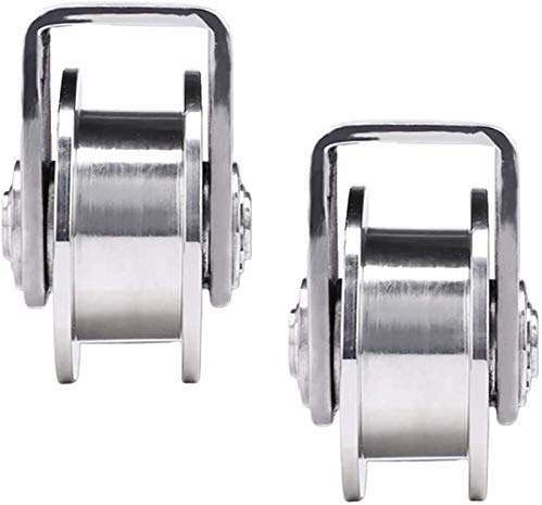 SBTXHJWCGLD 2 Stück Möbelrollen Typ H Rollenrollen, Schwerlastrollen, Edelstahl 304, verdicktes Material, für Industriemaschinen, Schiebetüren, Rolltore, Drahtseilschienen (Size : 25mm/1in)