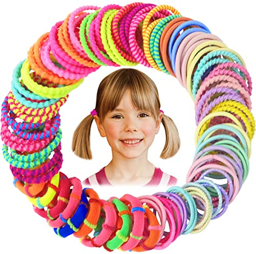 Hanyousheng 100 st hårband, elastiska hårband, hästsvanshållare, 10 typer flerfärgade elastiska hårband, inga veck hår elastiska små hårtillbehör för baby flickor spädbarn småbarn
