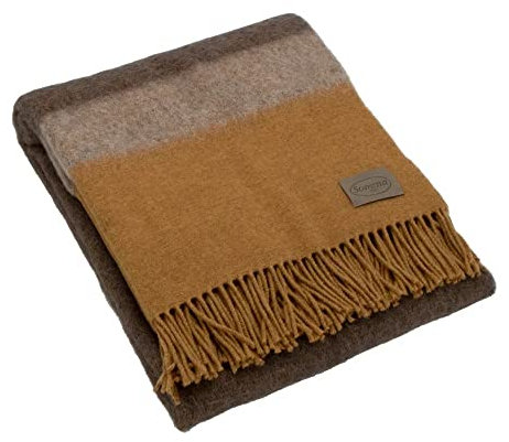Somma Plaid Cosmo in Lana e Alpaca 130X180 Ocra con Frange