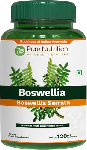 Pure Nutrition Boswellia Serrata 15:1 Extract 600mg | 120 Cap | Min 65% Boswellic Acids | Each Serving Offer 600mg 15:1 Extract Equivalent to 9000mg Raw Boswellia Powder | Non-GMO