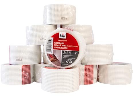 kip 12 Rollen Tape 243-03 Fugenband – Dichtungsband aus Glasfaser-Gewebe zum Abkleben von Fugen – 48mm x 20m