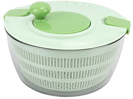 Small Salad Spinner with Clear Serving Bowl, Salad Spinner, Plastic Time Saving Fast Mixing Washable Rotatable Veggie Washer, for Kitchen, with Easy Spin Mechanism (Green)