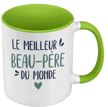 Fabulous Mug de Couleur Qualité Premium Vert - Le Meilleur Beau-Père du Monde Famille - Tasse avec anse et intérieur de couleur