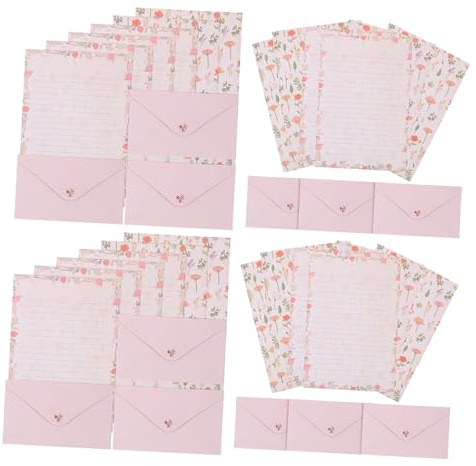 HAPINARY Briefumschlag Satz mit 4 Satz Dekorativem Briefpapier und Umschlägen Kreatives Papier mit Blumen und Tiermotiven für Einladungen und Schreiben