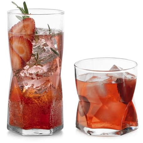 Libbey Rhombus 16-Piece Tumbler and Rocks Glass Set