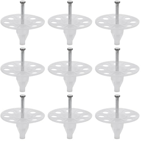 PATIKIL 30mm Perni Isolanti Perforati, 50 Set Chiodi Isolanti Tappo a Muro Rondelle Plastica Chiodi in Acciaio Bullone per Fissaggio Pannello Schiuma Parete o Soffitto Muratura