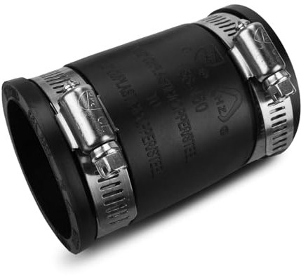 Flexible PVC Pipe Coupling with Rubber Hose Clamps for Flex Coupling 1-1/2 Inch Nominal Pipes Drain Repair, Dust Hose,Plumbing Connection,Cast Iron,Plastic Pipes Upgrade, PVC Condensate Pipe Coupler