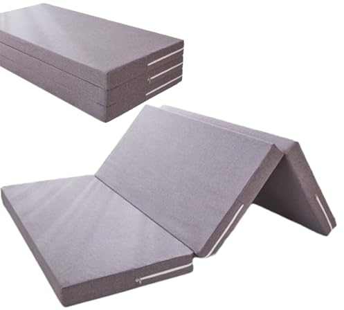 HonunGron Klappmatratze, Gästematratze, Tragbar Camping Matratze, Schlafmatratze Klappbar, Dicker Memory-Schaum Faltbare Matratze für Yoga, Camping & Multiflexboard (Grau,6 * 90 * 200cm)