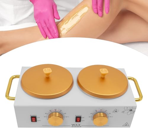 Wax Maschine Tragbar Warmwachsgerät 200W elektrischer Wachswärmer Gerät Wachsschmelzer Doppel Wachsgerät zur Haarentfernung für professionelle und zu Hause, einstellbarer Temperatur (Gold)