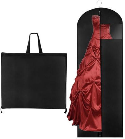 Kleiderhülle Lange 60x180 cm, Staubdichte Kleidung Schutztasche, faltbare Kleidersäcke mit Reißverschlüssen für Brautkleider Abendkleider Mäntel (Schwarz)
