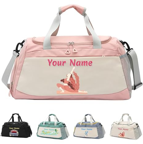 Sac de Voyage personnalisé avec nom brodé | Sac de sport personnalisé avec nom,Sac de voyage avec poches humides et sèches et compartiment à chaussures