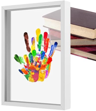 Handabdruck-Andenken-Set, Andenken-Handabdruck-Rahmen – Handabdruck-Andenken-Halterahmen – Klarsicht-Blatt-Set Eleganter Holzrahmen, Klarsicht-Set