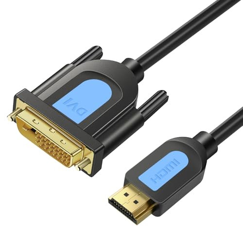 Tobfit Kabel für HDMI auf DVI Adapter Kabel 1.5m, HDMI-DVI-Adapterkabel 1080P Highspeed Full HD 24+1 bidirektional Konverter unterstützt 3D